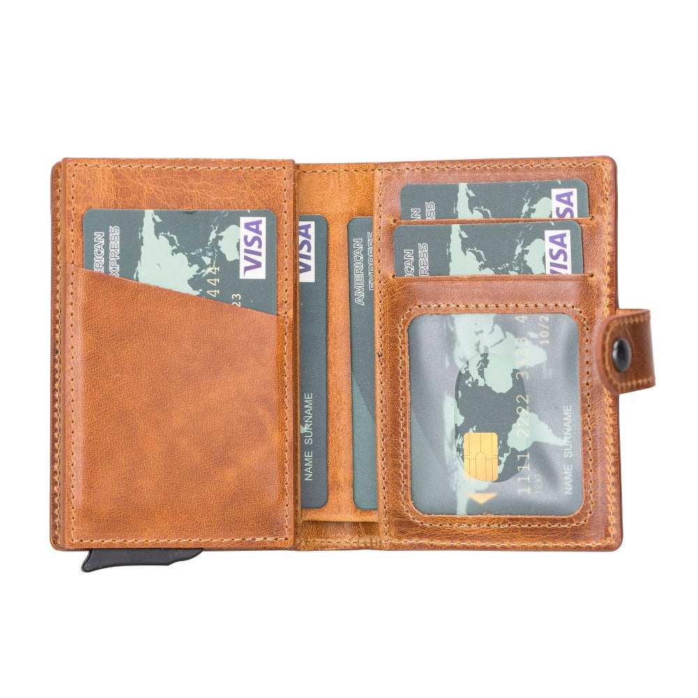 Palermo Leather Wallet with Card Holder Mechanism V18 Tan