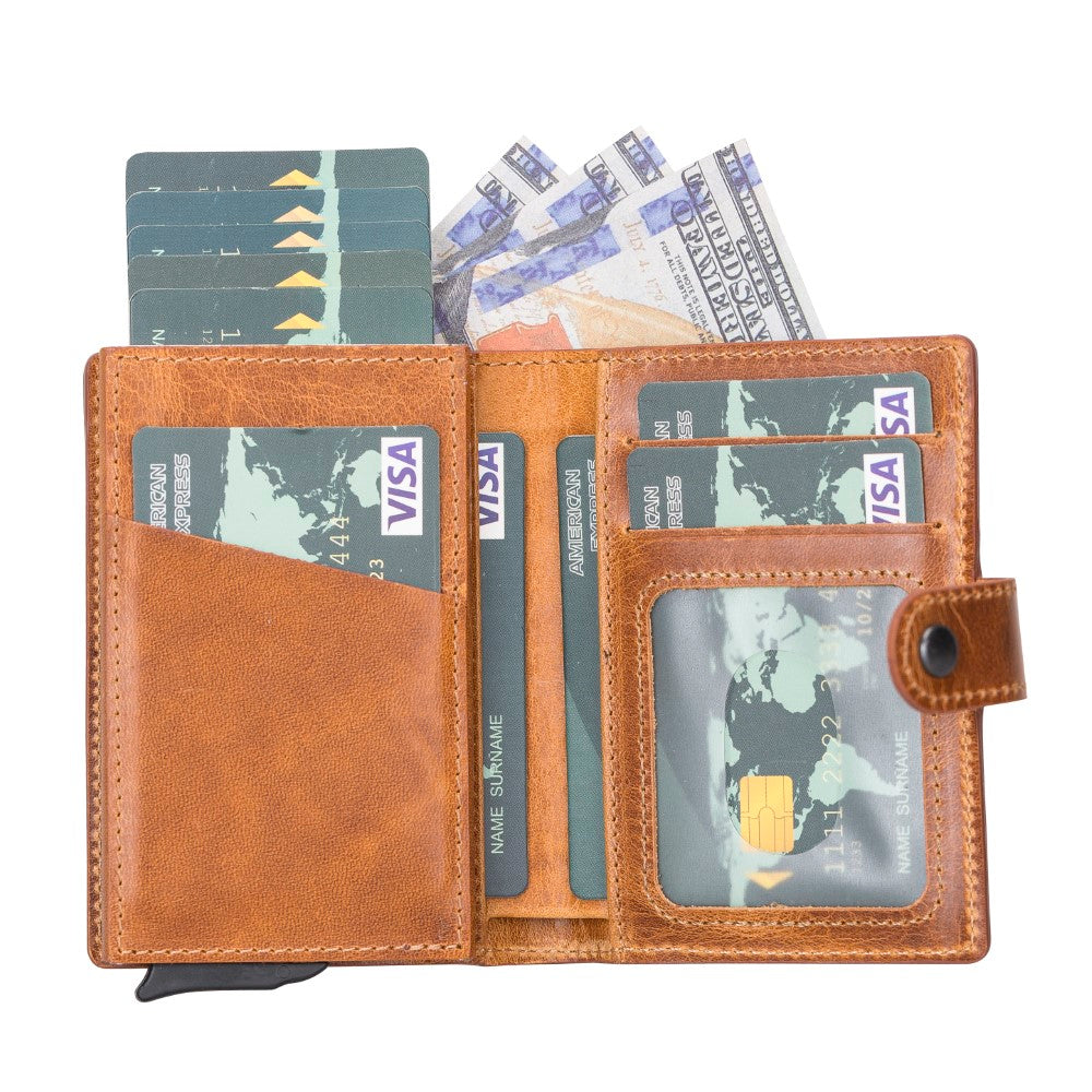 Palermo Leather Wallet with Card Holder Mechanism V18 Tan