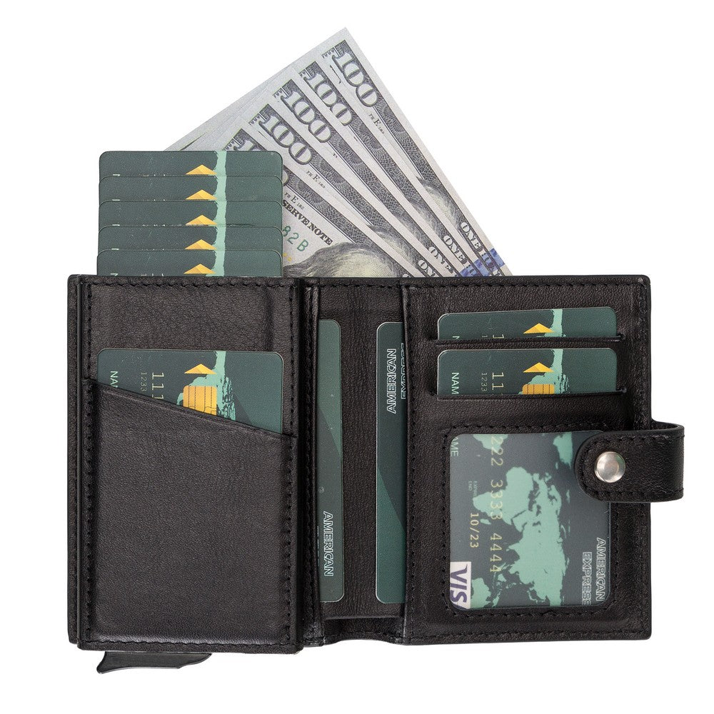 Palermo Leather Wallet with Card Holder Mechanism RST1 Black 