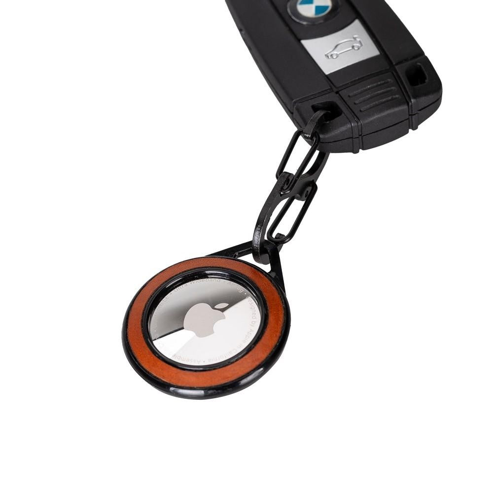 Apple AirTag Compatible Leather Keychain Pelit TN03 Brown