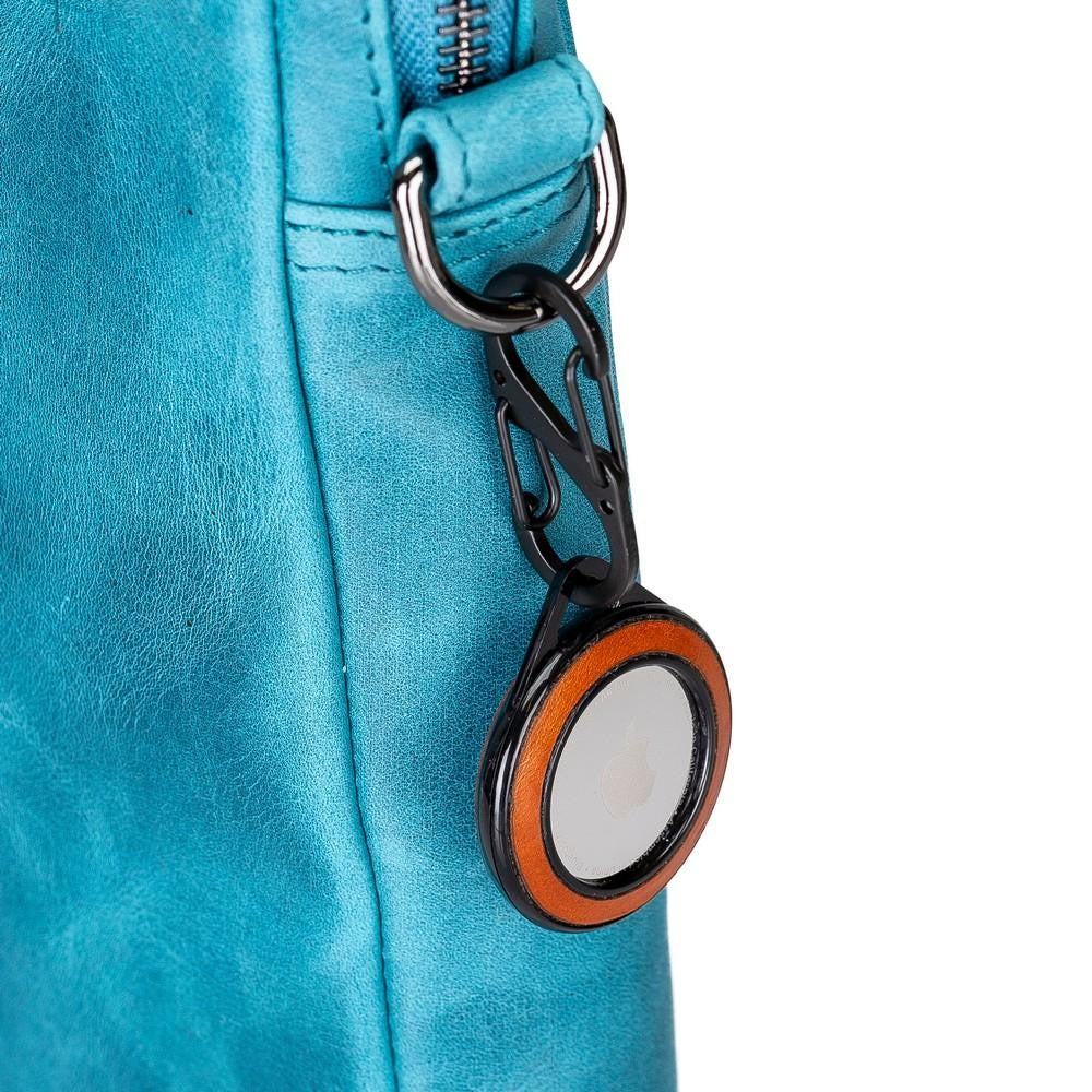 Apple AirTag Compatible Leather Keychain Pelit V4EF Red