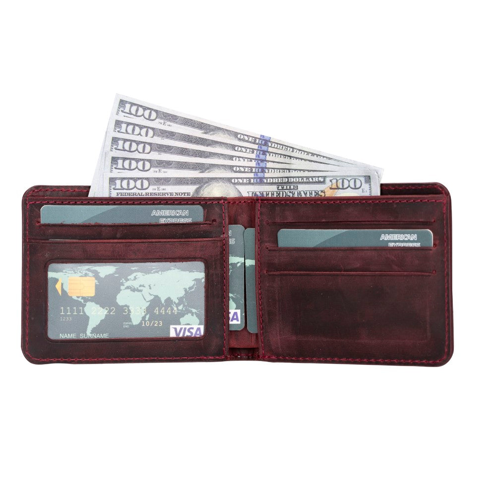 Pier Wallet, 8 Card Compartments, Rustic Claret Red