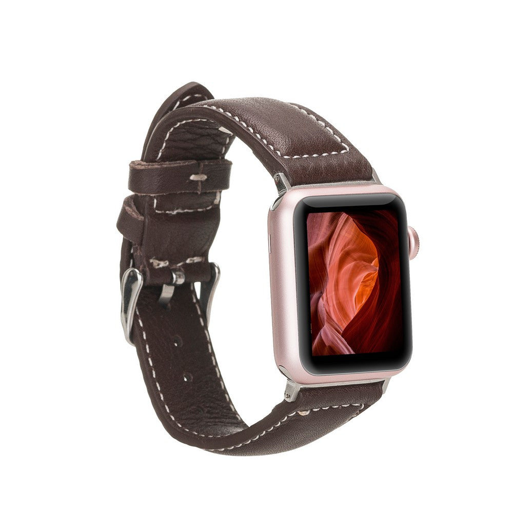 Apple Watch Compatible Leather Band, Sport Model, Bitter Brown