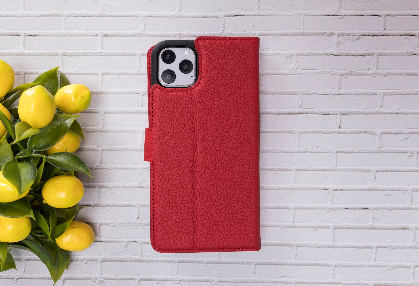 Apple iPhone 11 Pro Compatible Leather Wallet Case ERC2 Red