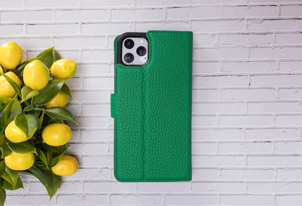 Apple iPhone 11 Pro Compatible Leather Wallet Case ERC4 Green