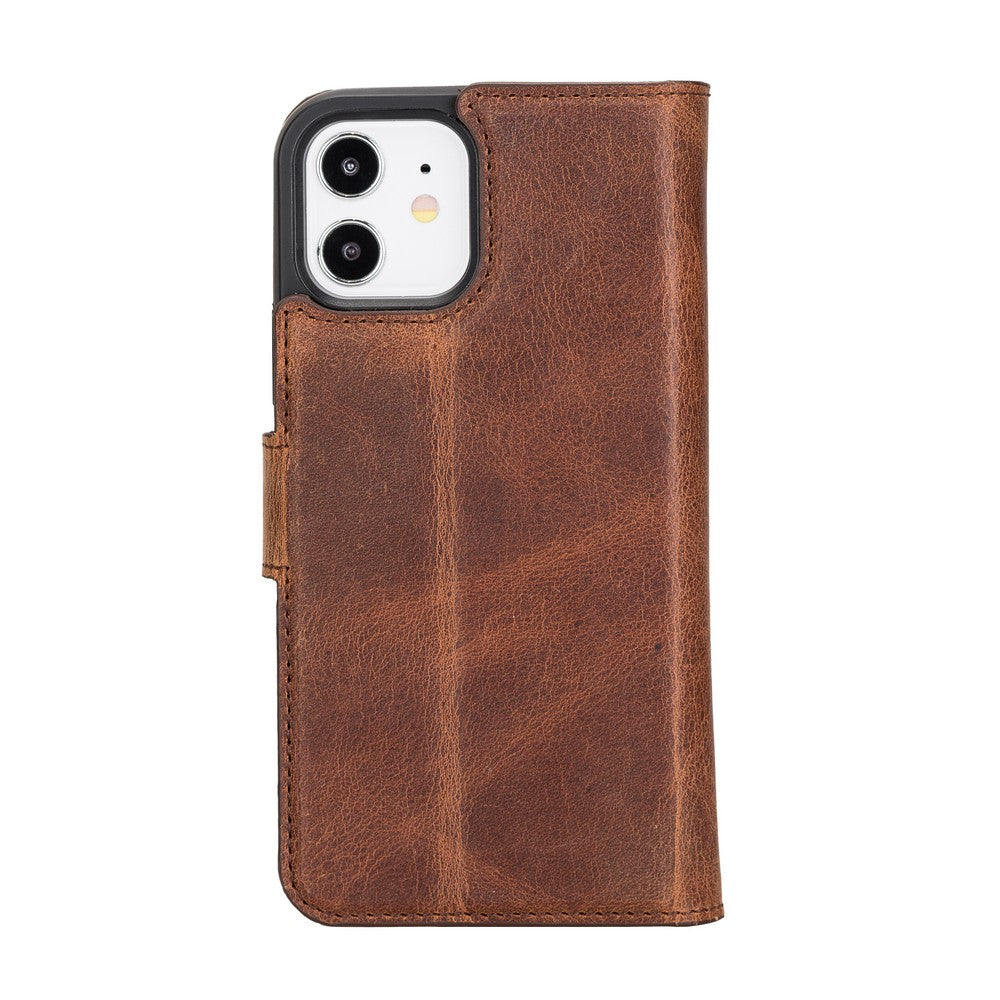 Apple iPhone 12 Compatible Leather Wallet Case G2 Antique Brown