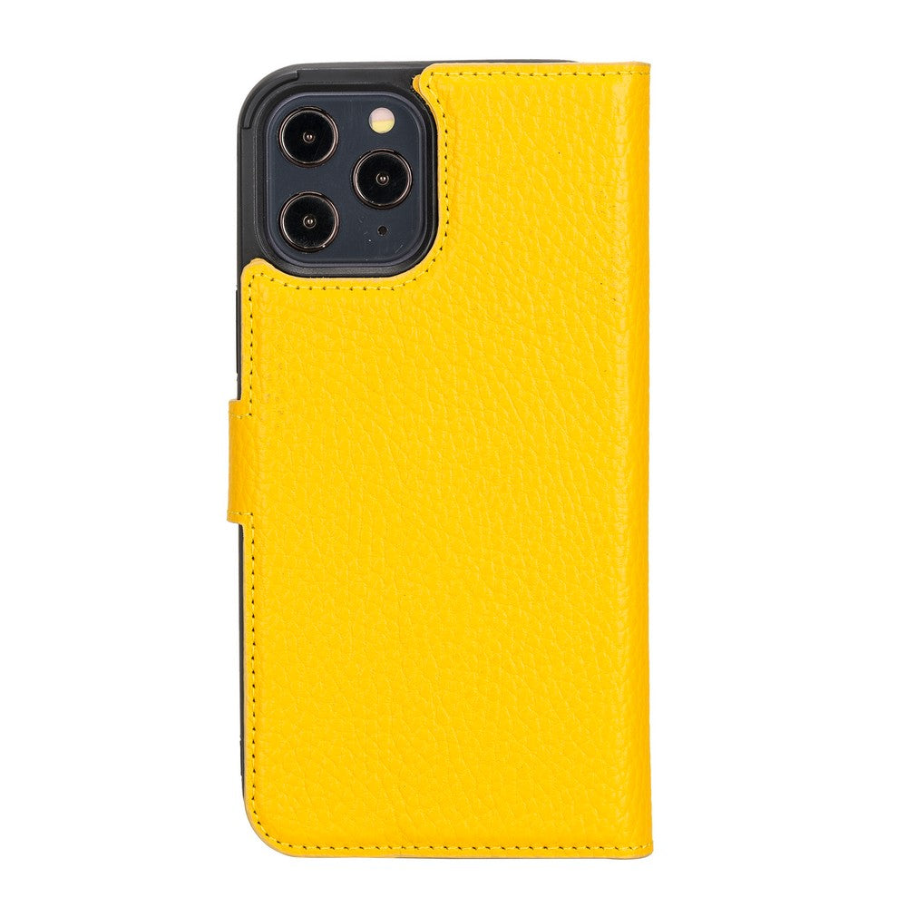 Apple iPhone 12 Pro Max Compatible Leather Wallet Case FL12 Yellow