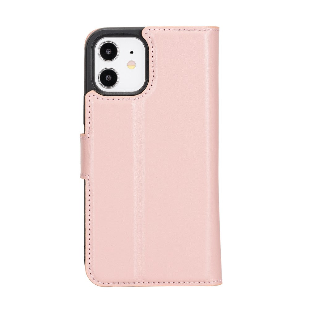 Apple iPhone 12 Compatible Leather Wallet Case NU2 Pink