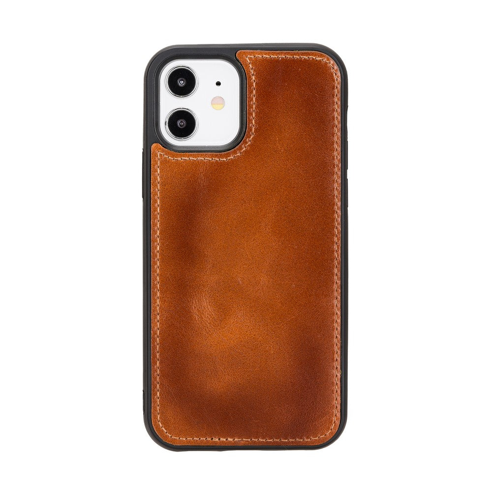 Apple iPhone 12 Compatible Leather Wallet Case RST2EF Brown