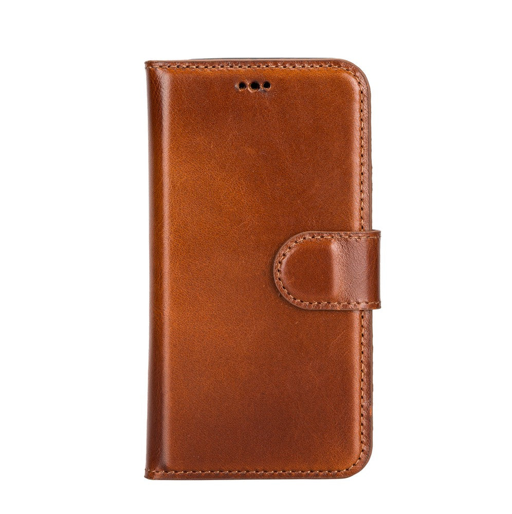 Apple iPhone 12 mini Compatible Leather Wallet Case RST2EF Brown