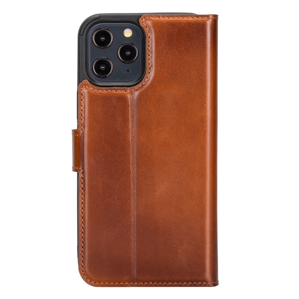 Apple iPhone 12 Pro Max Compatible Leather Wallet Case RST2EF Brown