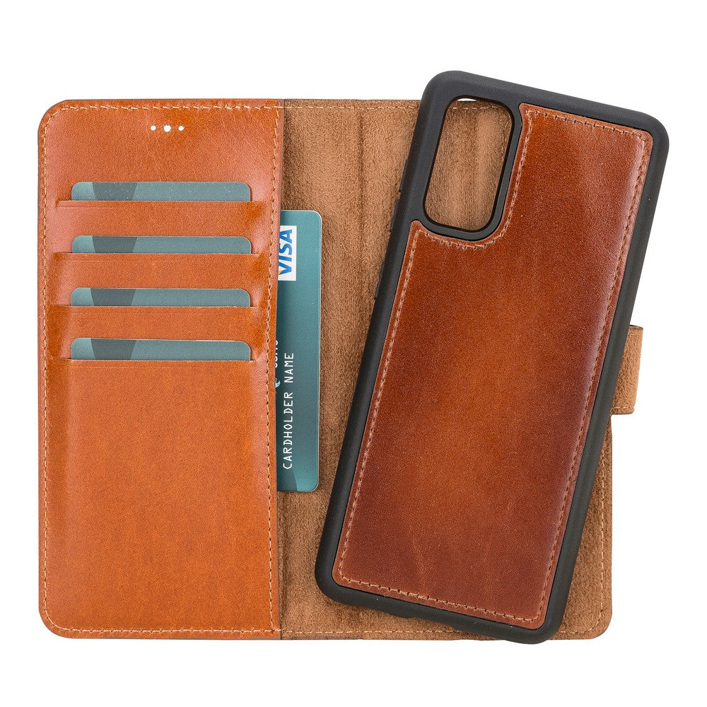 Samsung Galaxy S20 Compatible Leather Wallet Case RST2EF Brown