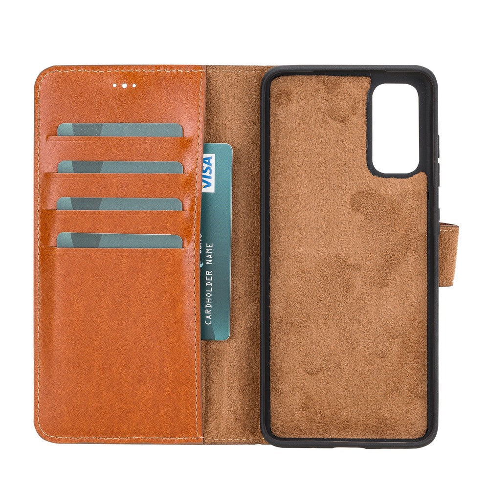 Samsung Galaxy S20 Compatible Leather Wallet Case RST2EF Brown