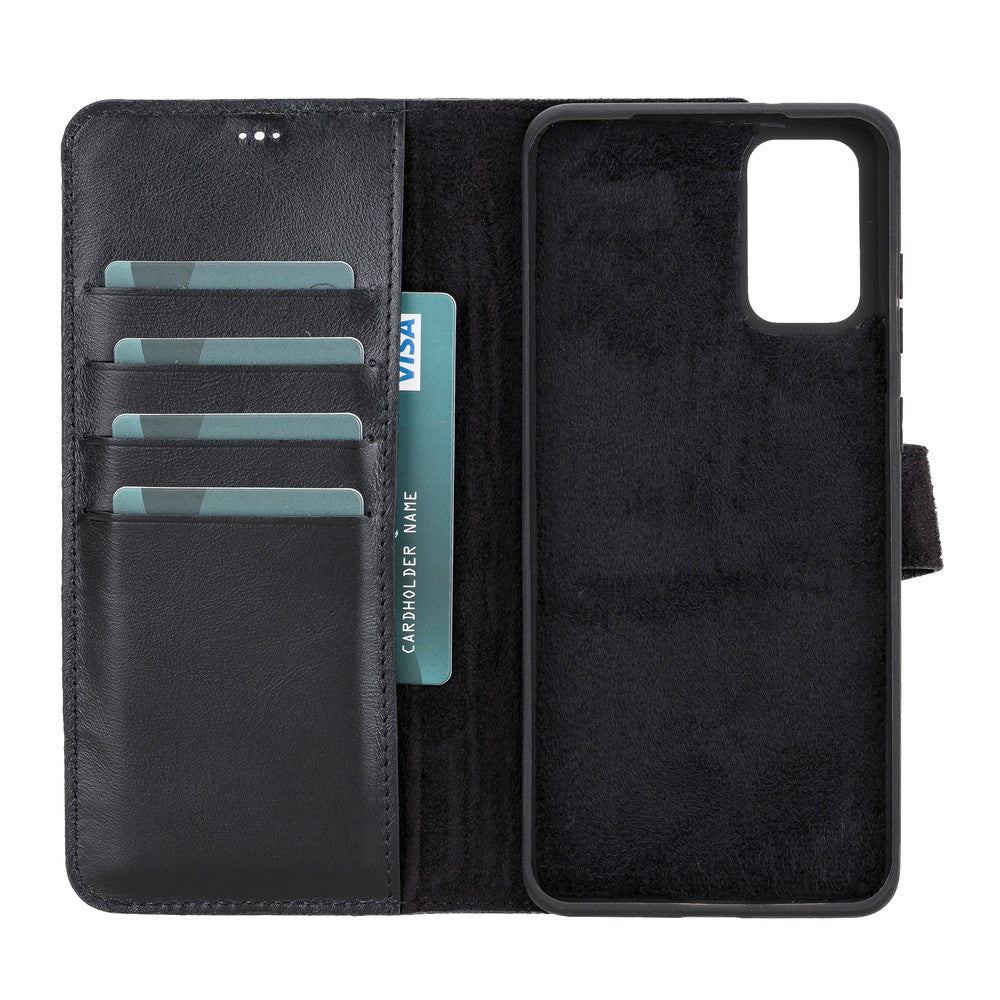 Samsung Galaxy S20 Plus Compatible Leather Wallet Case RST1 Black