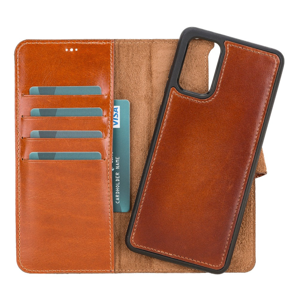 Samsung Galaxy S20 Plus Compatible Leather Wallet Case RST2EF Brown