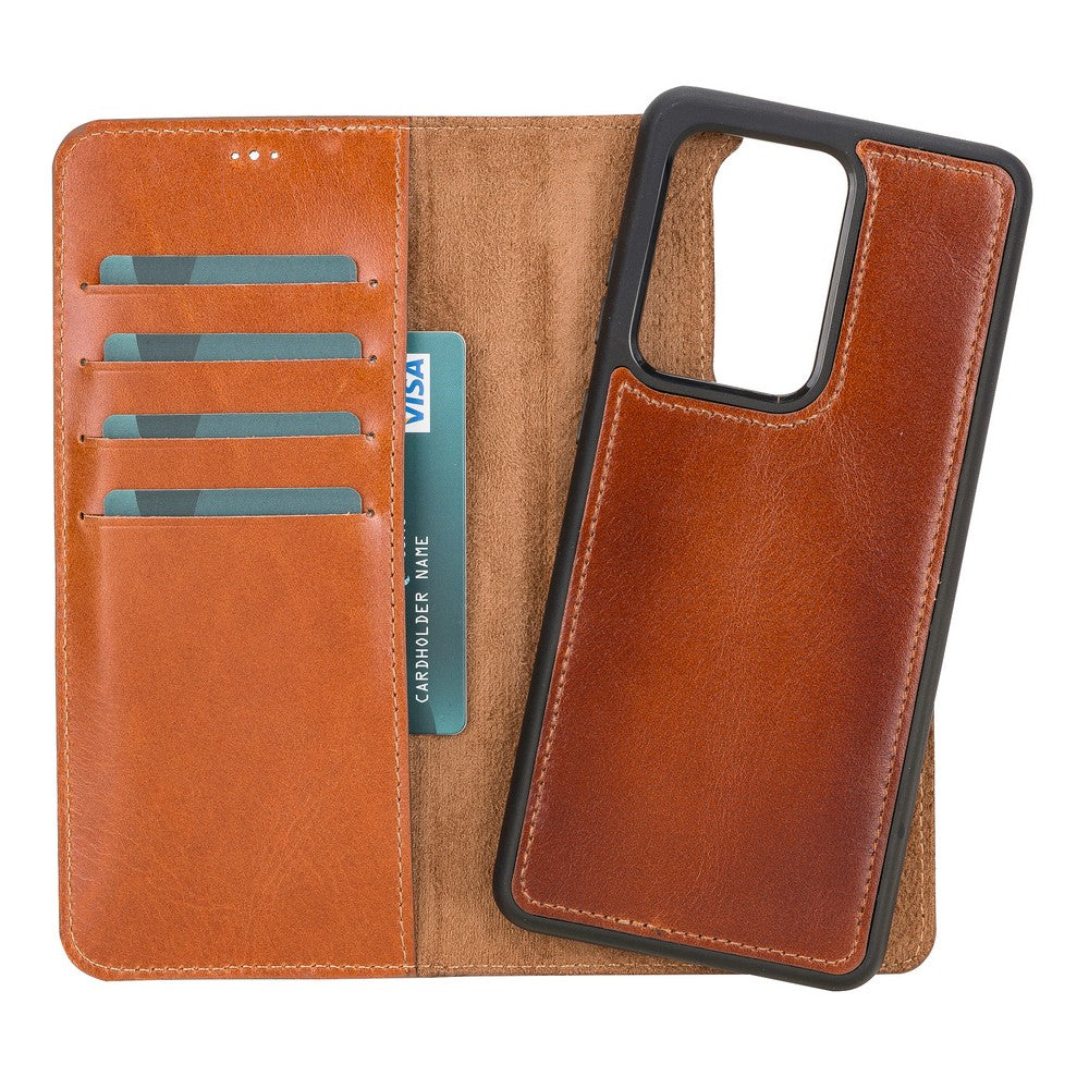 Samsung Galaxy S20 Ultra Compatible Leather Wallet Case RST2EF Brown