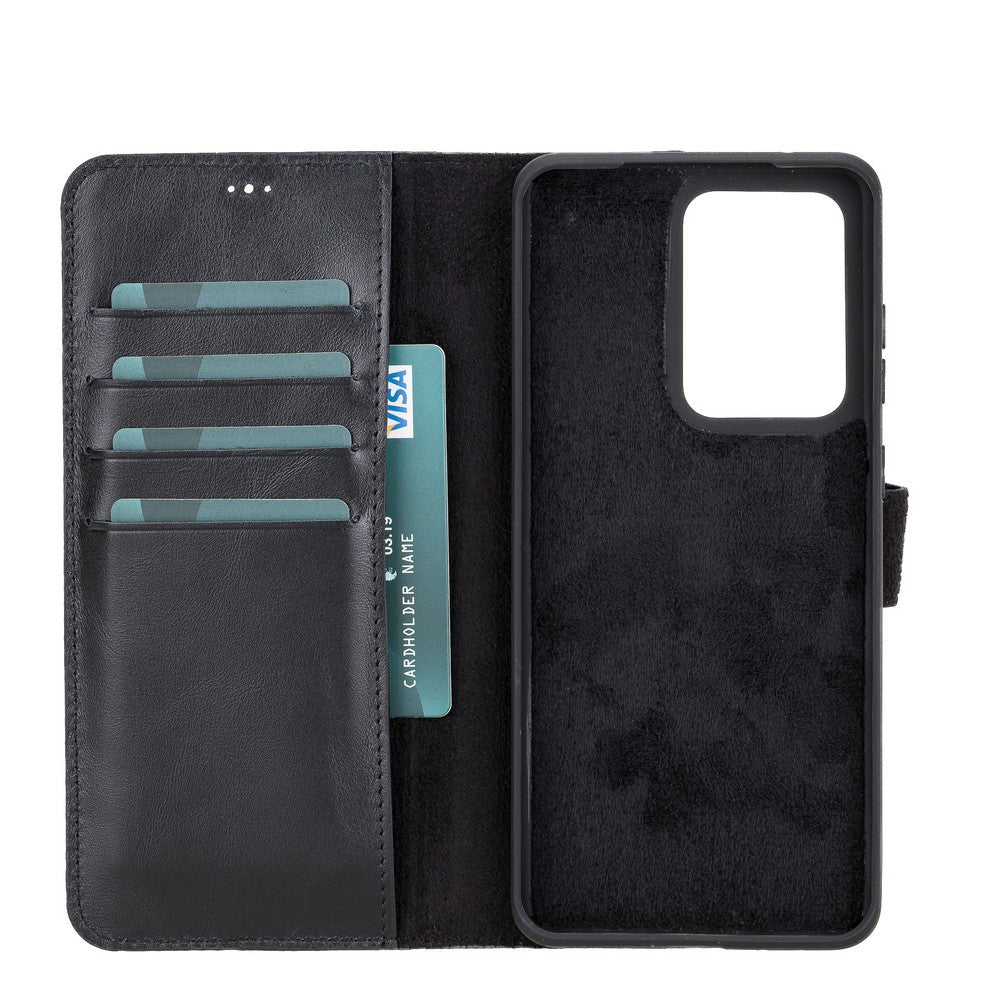 Samsung Galaxy S20 Ultra Compatible Leather Wallet Case RST1 Black