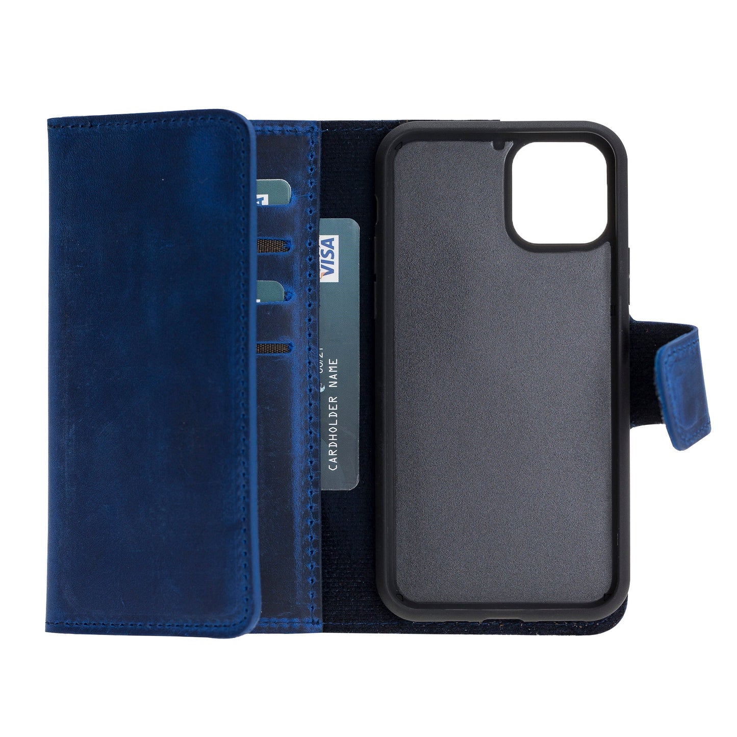 Apple iPhone 11 Pro Compatible Leather Phone Case Santa Blue