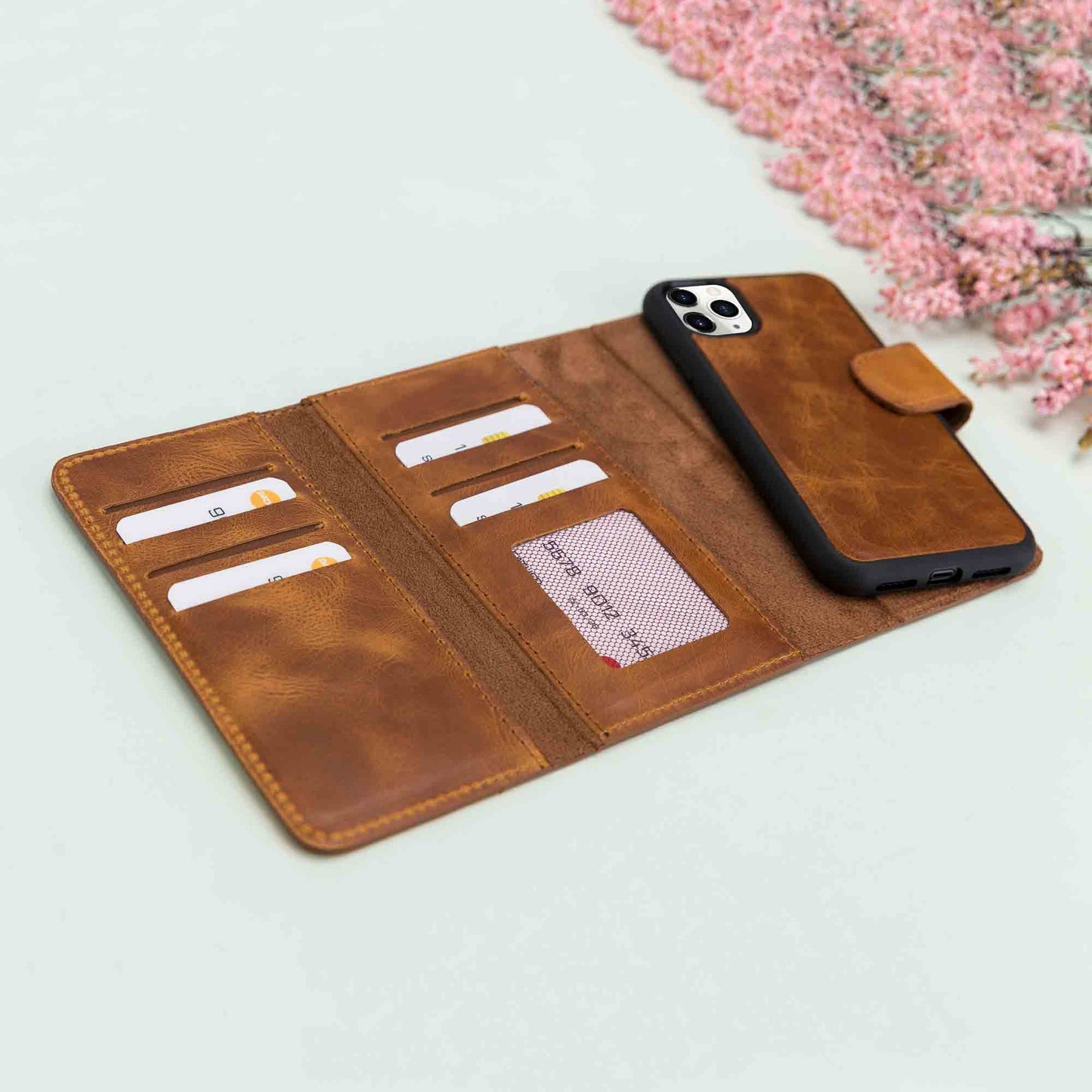 Apple iPhone 11 Pro Compatible Leather Wallet Case Santa Taba