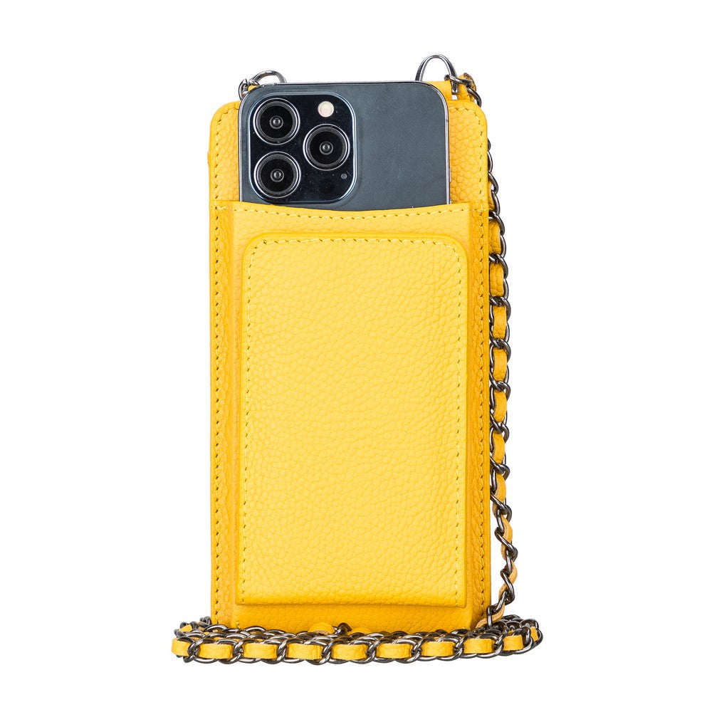 Reina 6.9 inch Compatible Leather Case with Wallet Strap FL12 Yellow