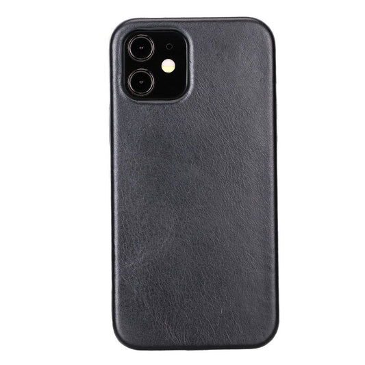 Apple iPhone 12 Compatible Leather Back Cover ROCK RST1 Black