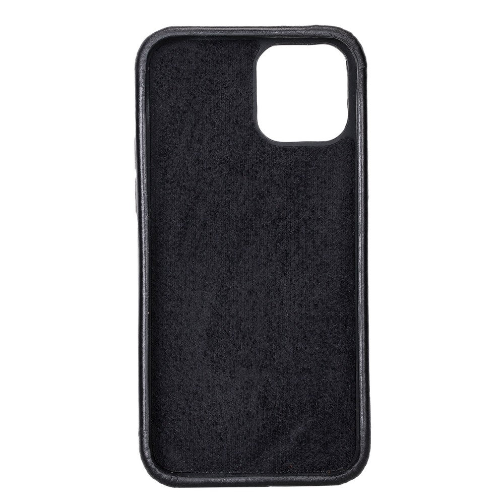 Apple iPhone 12 Compatible Leather Back Cover ROCK RST1 Black