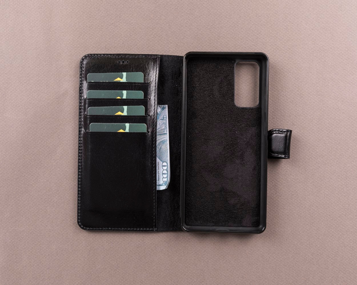 Samsung Galaxy S20 FE Compatible Leather Wallet Case RST1 Black