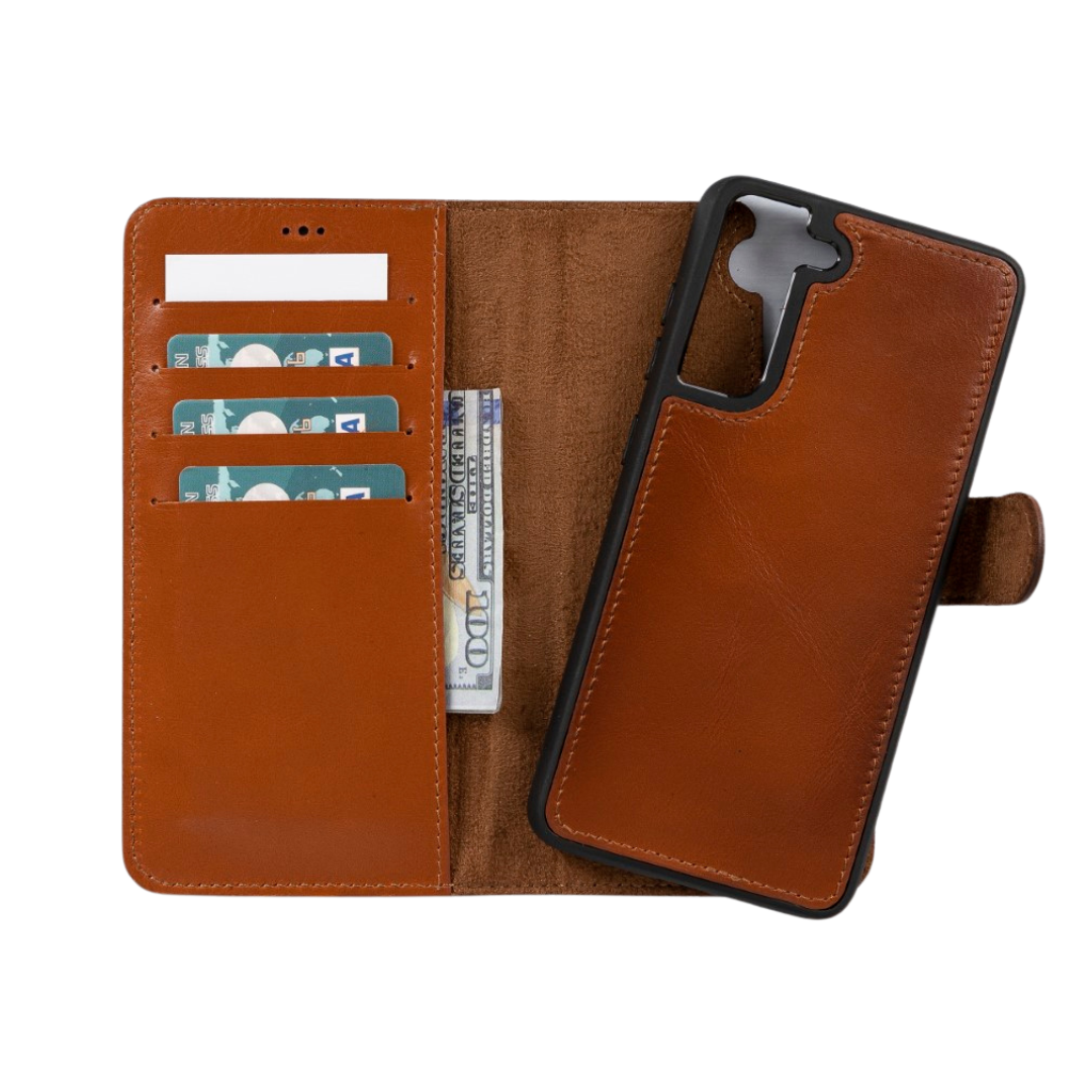 Samsung Galaxy S21 FE Compatible Leather Wallet Case RST2EF Brown