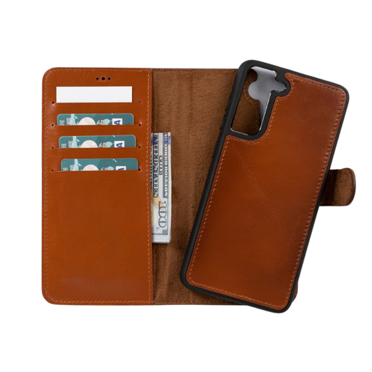 Samsung Galaxy S21 FE Compatible Leather Wallet Case RST2EF Brown