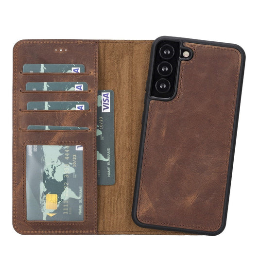 Samsung Galaxy S22 Plus Compatible Leather Wallet Case MWWN G2 Brown