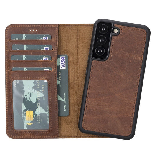 Samsung Galaxy S22 Compatible Leather Wallet Case MWWN G2 Brown 