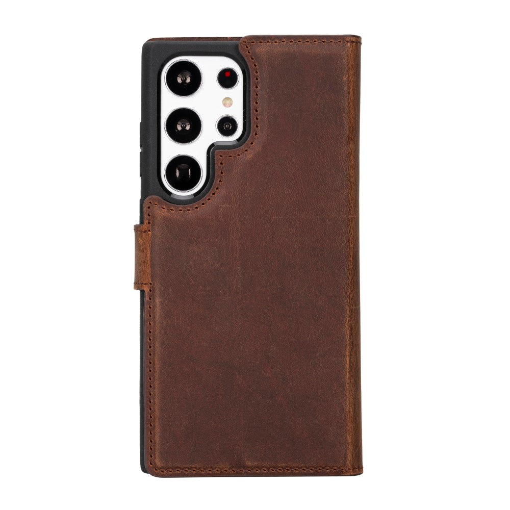 Samsung Galaxy S23 Ultra Compatible Leather Wallet Case G2 Brown