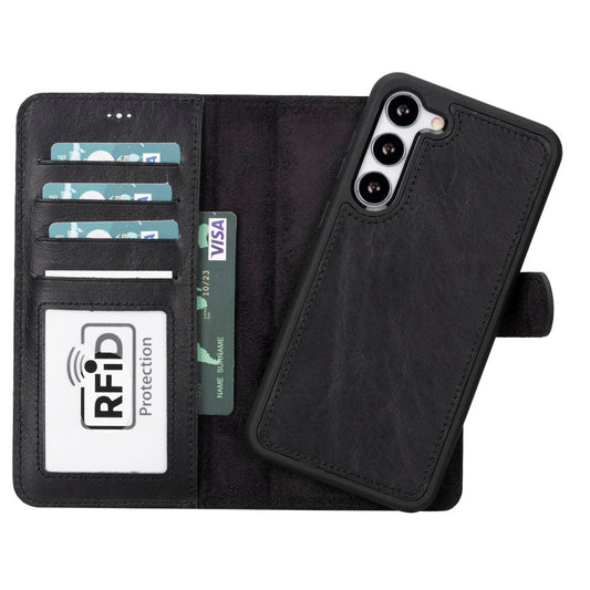 Samsung Galaxy S23 Plus Compatible Leather Wallet Case RST1 Black