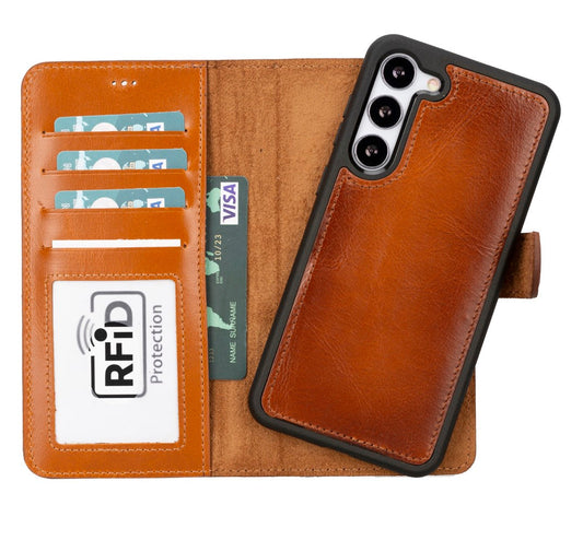 Samsung Galaxy S23 Plus Compatible Leather Wallet Case RST2EF Brown