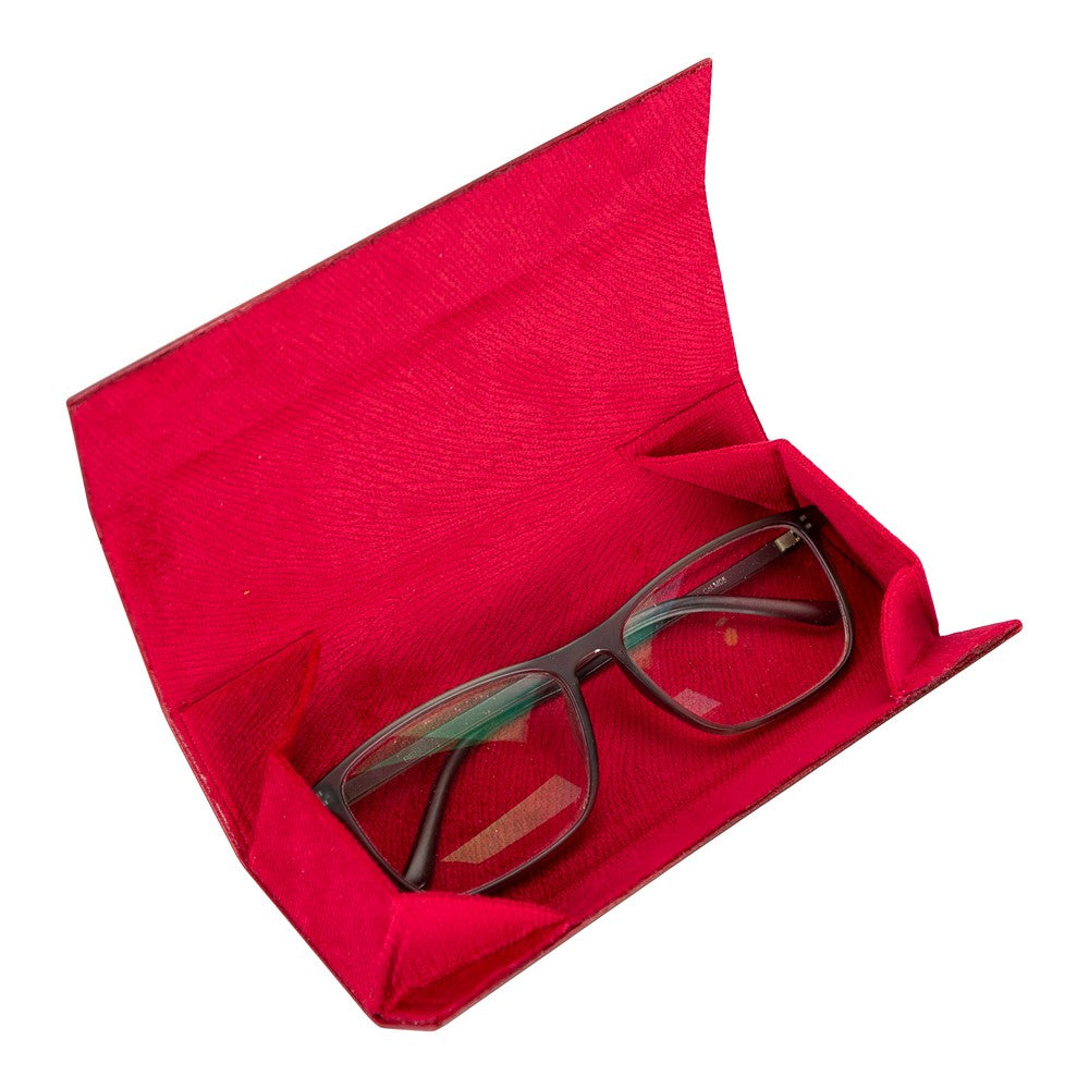 Clever Leather Glasses Case V4EF Red 