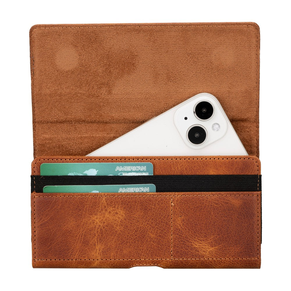 Titan 6.1 inch Compatible Leather Card Holder Case Antique Tan