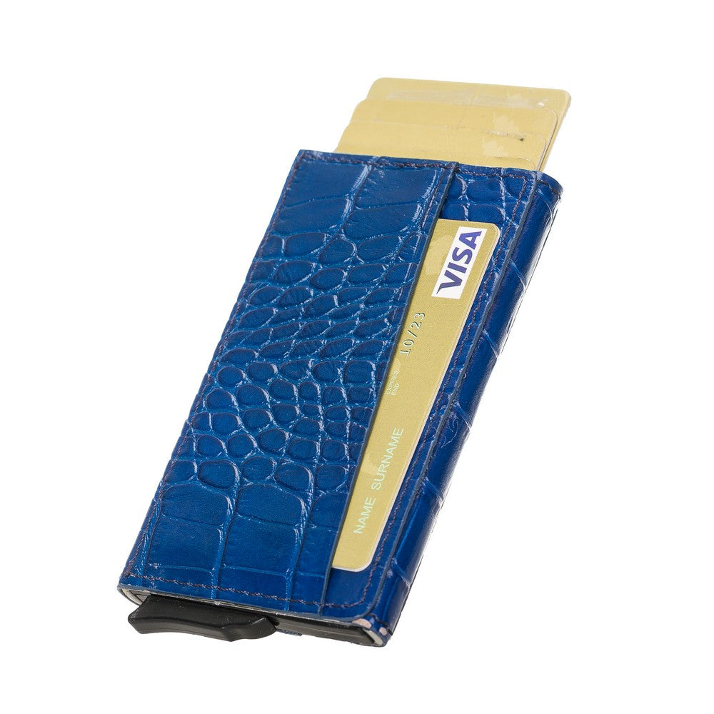 Torres Leather Card Holder Mechanism YK7 Blue