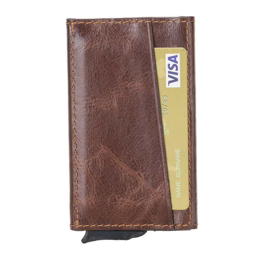 Torres Leather Card Holder Mechanism RST4 Brown