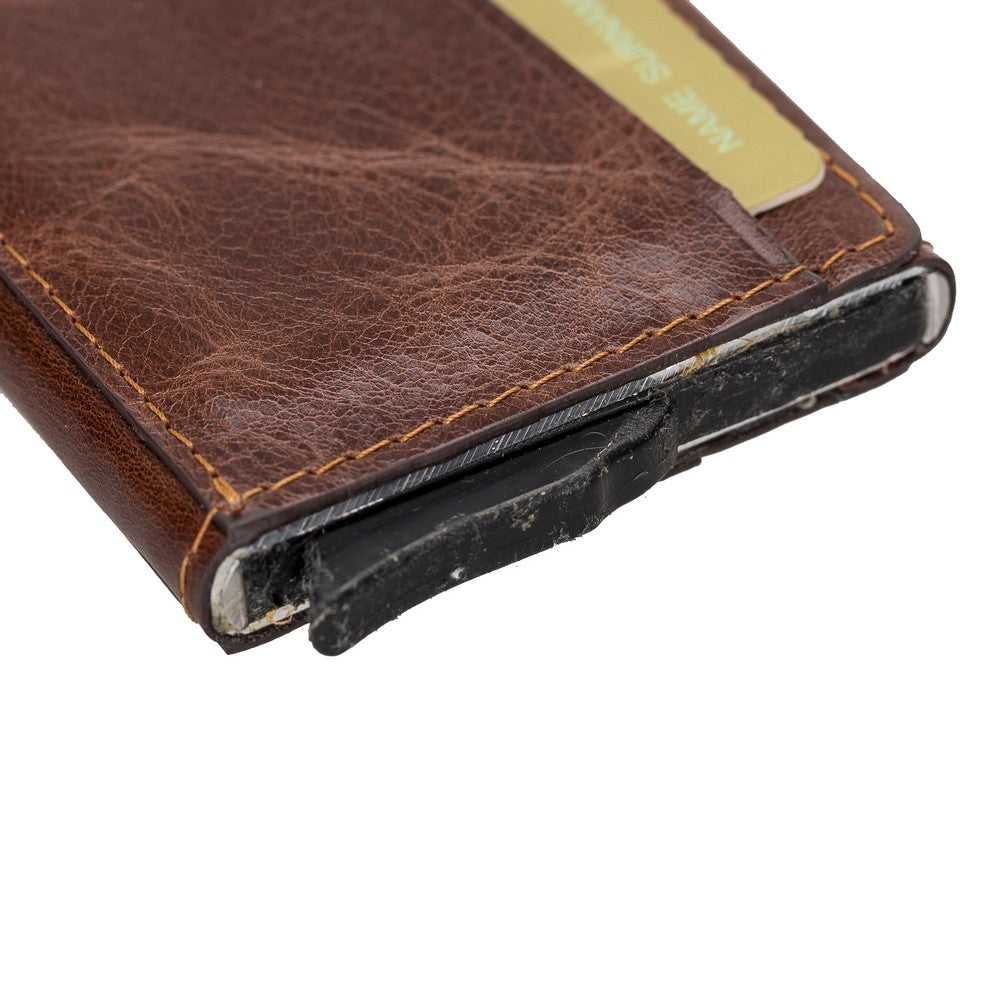 Torres Leather Card Holder Mechanism RST4 Brown