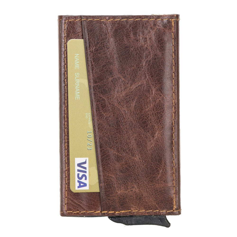 Torres Leather Card Holder Mechanism RST4 Brown