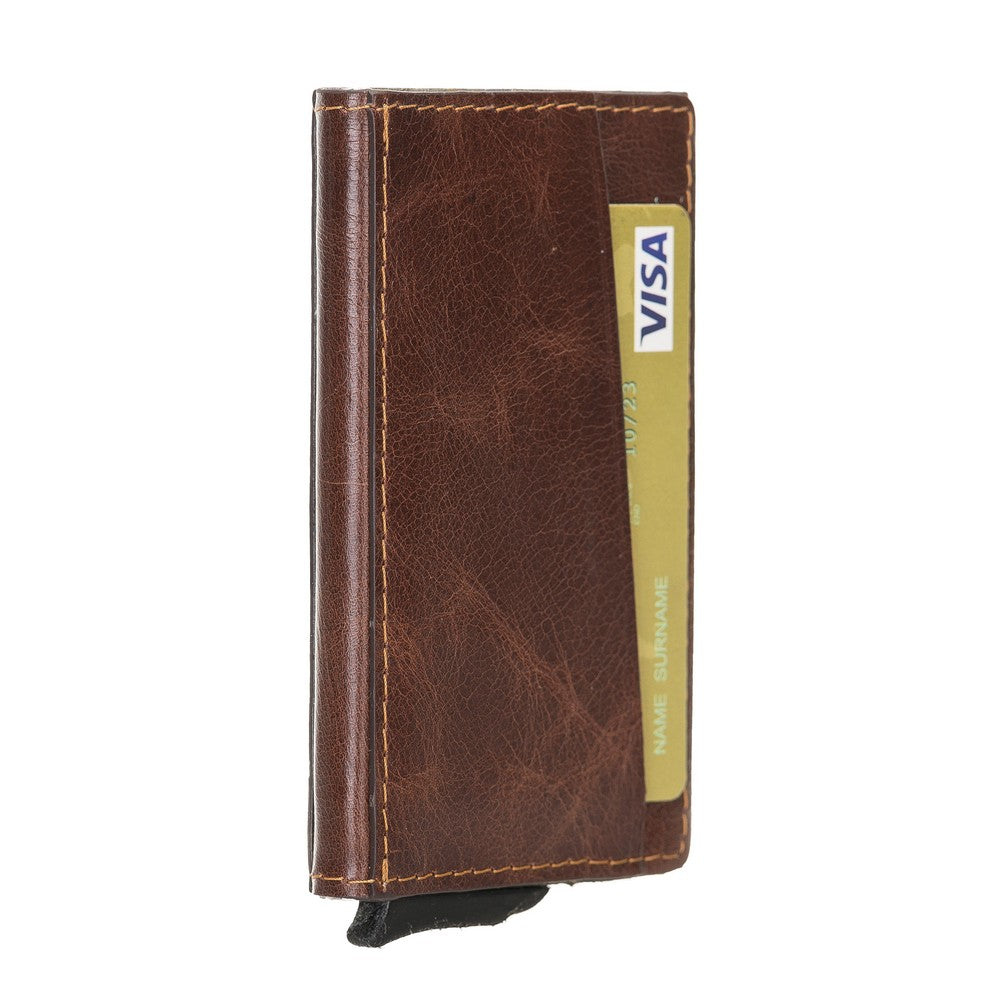 Torres Leather Card Holder Mechanism RST4 Brown