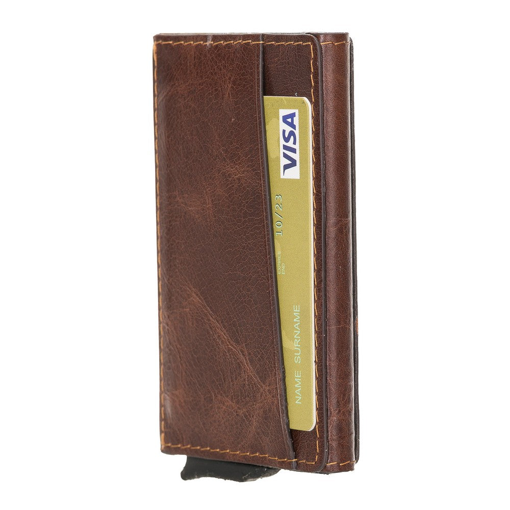 Torres Leather Card Holder Mechanism RST4 Brown