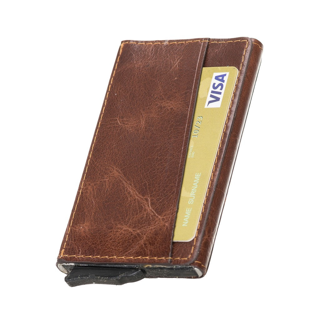 Torres Leather Card Holder Mechanism RST4 Brown