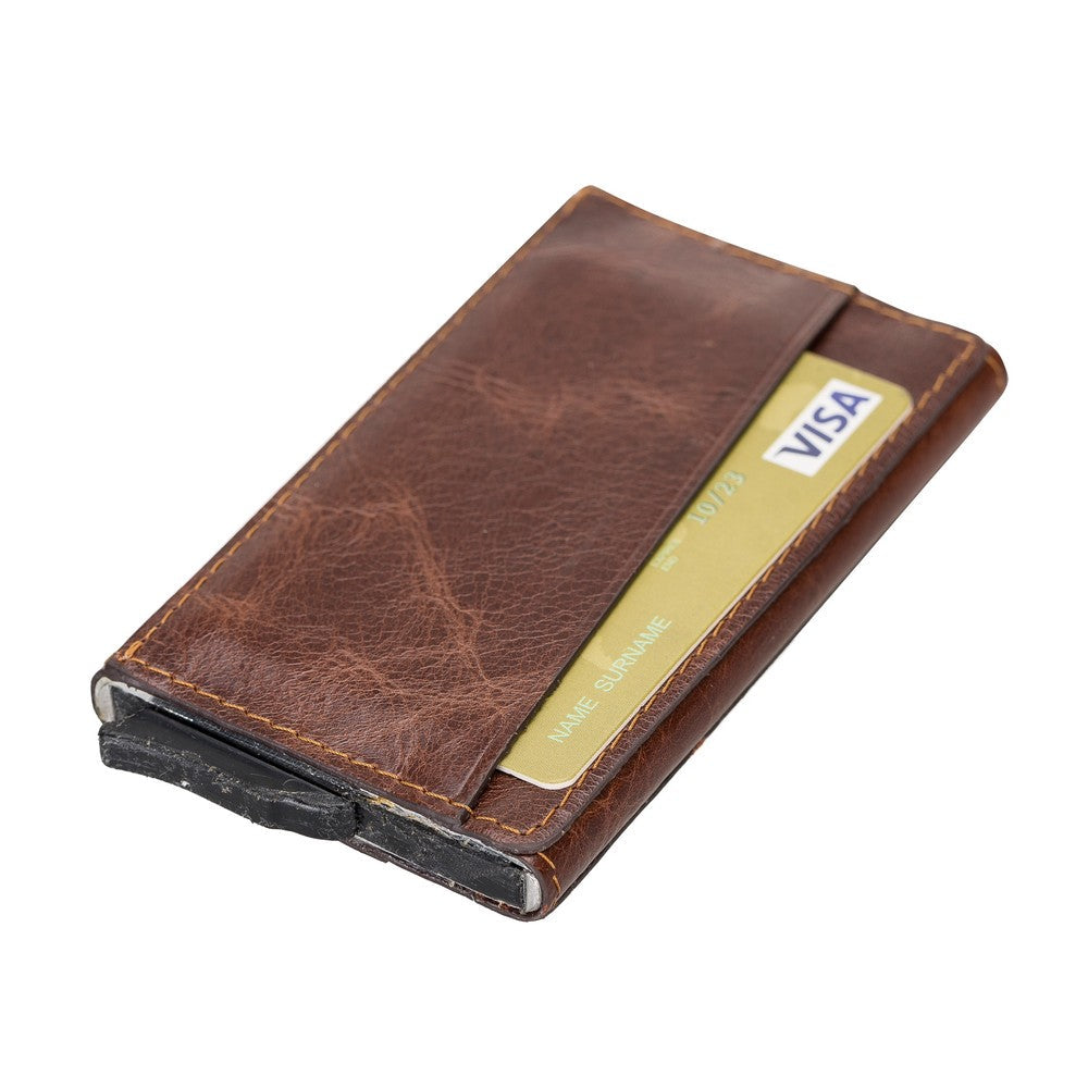 Torres Leather Card Holder Mechanism RST4 Brown