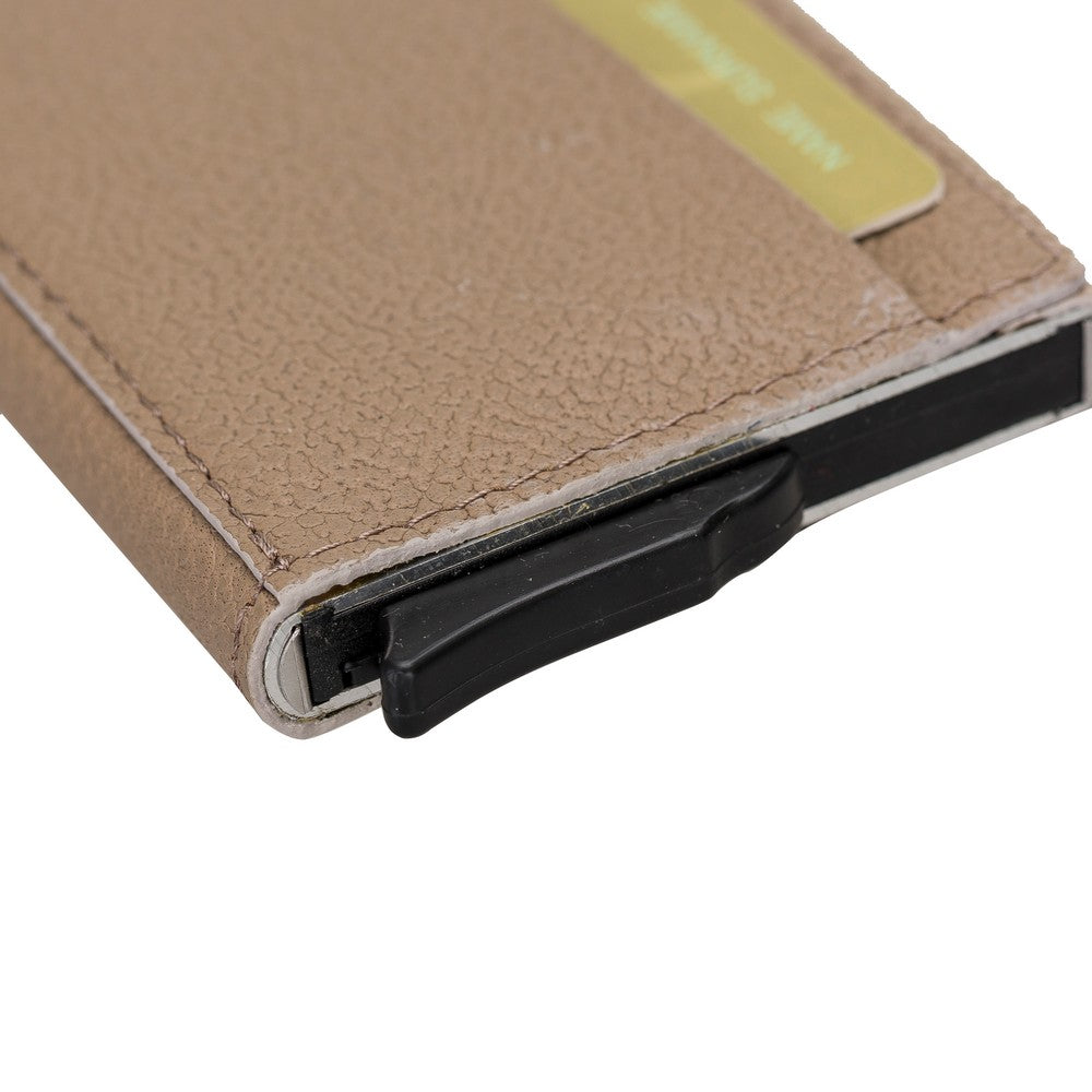 Torres Leather Card Holder with Mechanism Drop11 Beige