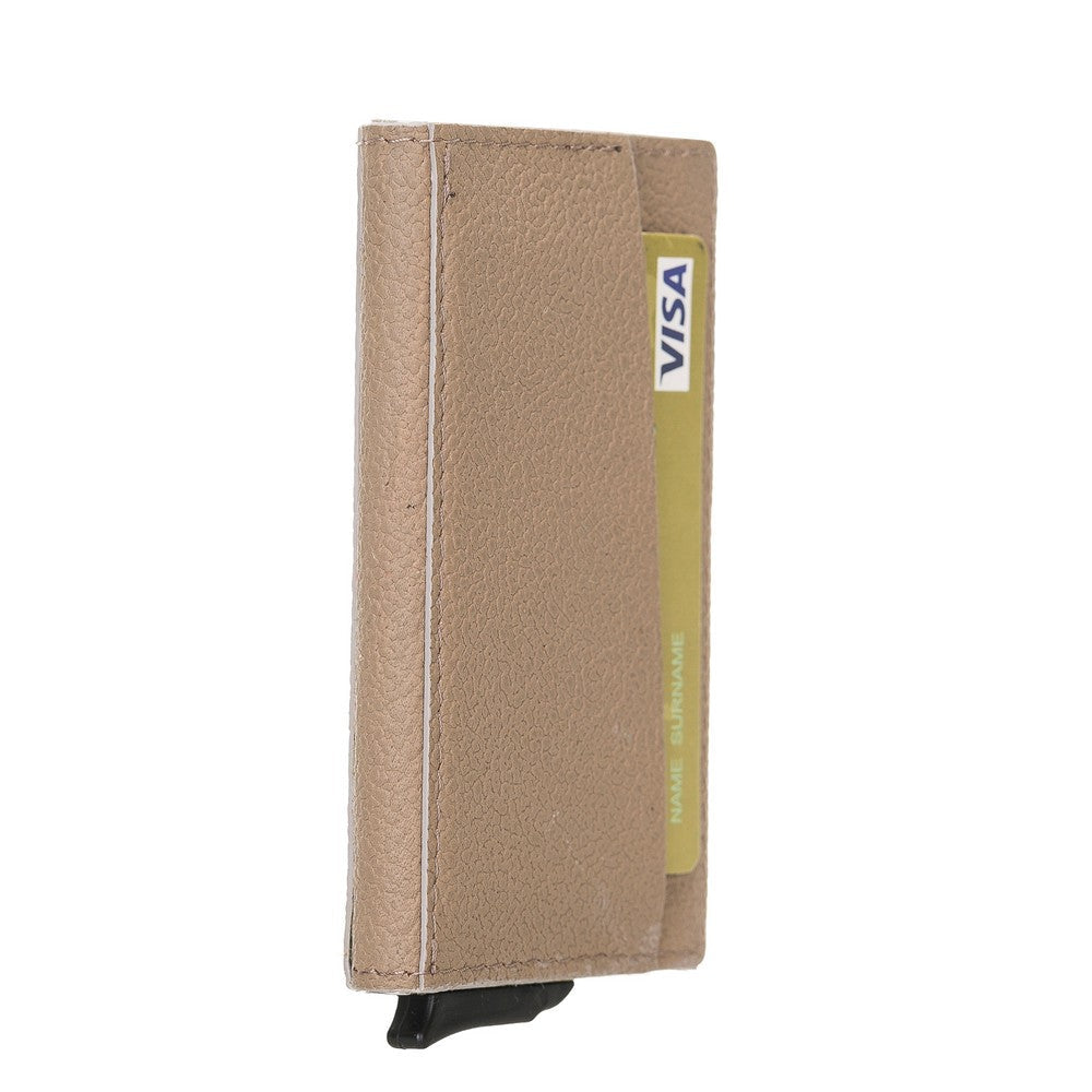 Torres Leather Card Holder with Mechanism Drop11 Beige