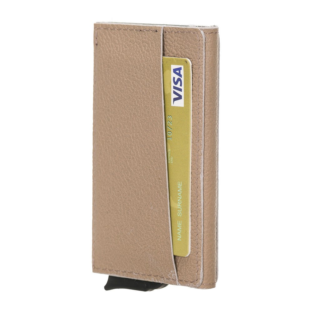 Torres Leather Card Holder with Mechanism Drop11 Beige