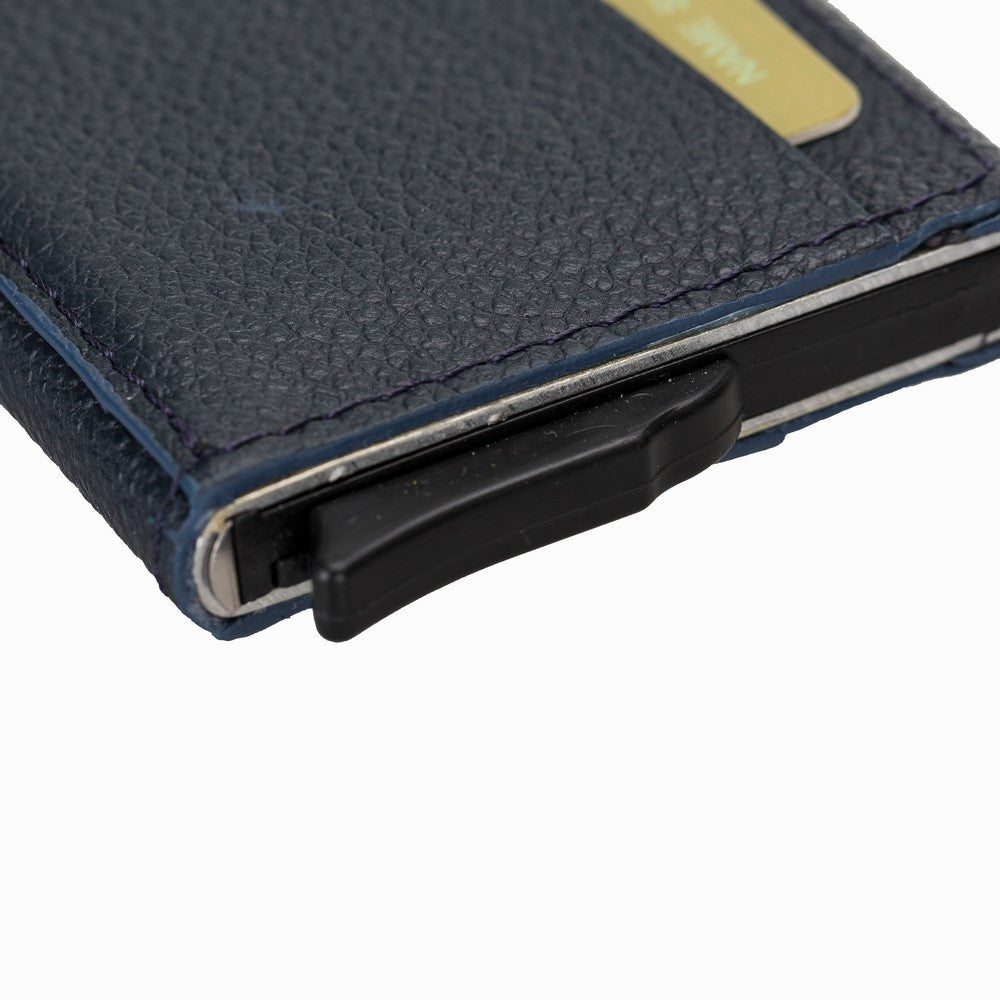 Torres Leather Card Holder with Mechanism Drop6 Navy Blue