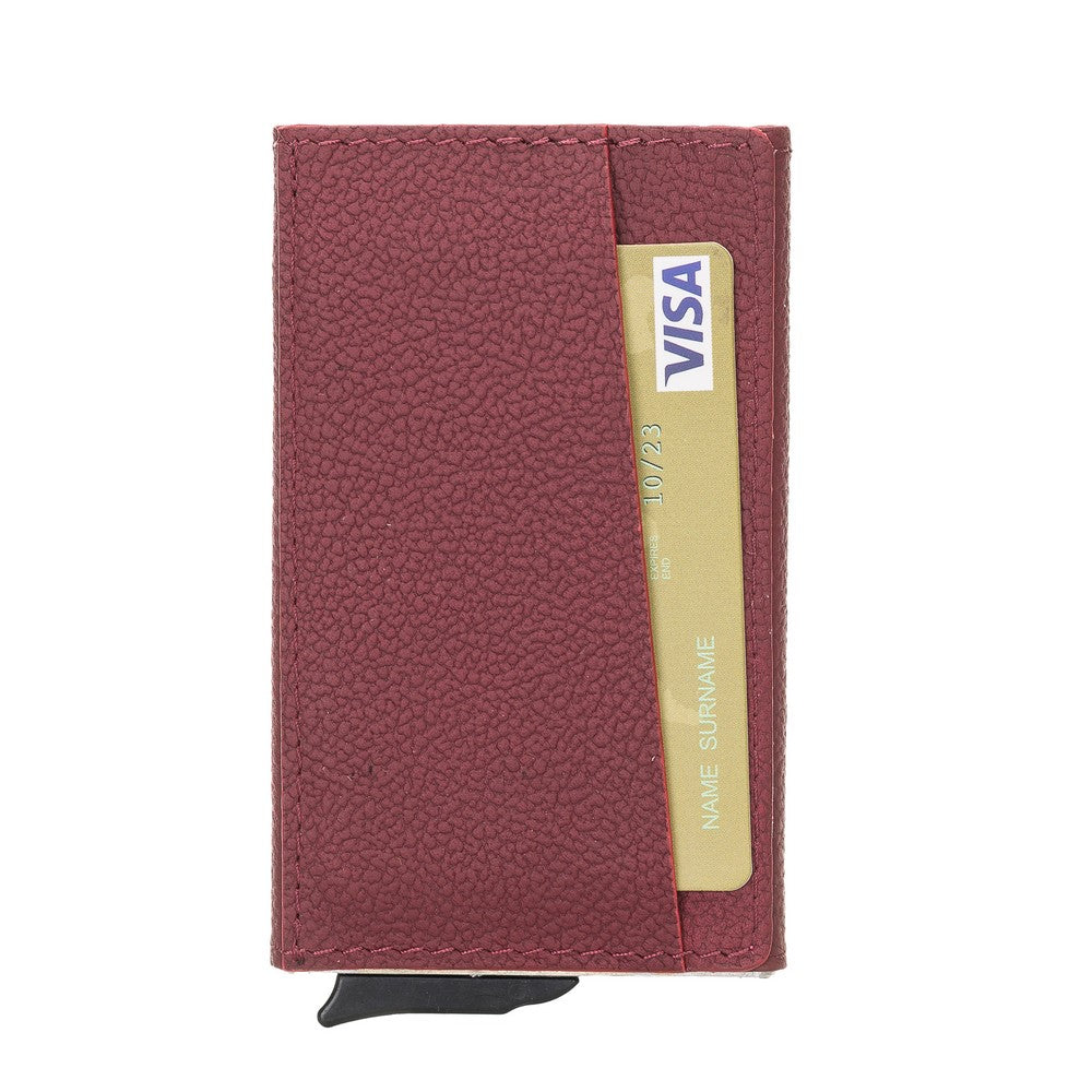 Torres Leather Card Holder with Mechanism Drop16 Claret Red