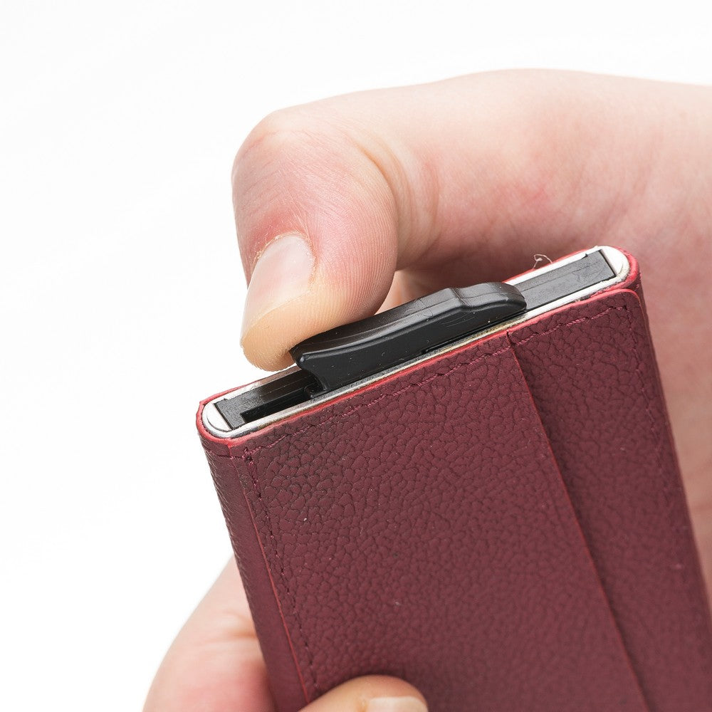 Torres Leather Card Holder with Mechanism Drop16 Claret Red